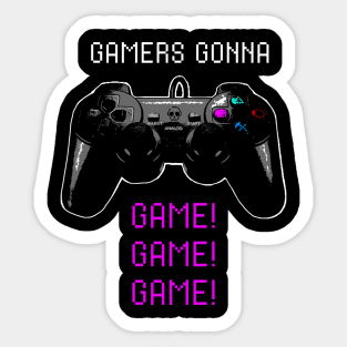 Gamers Gonna Game Over Vintage Game Controller Joystick Video Gamer 8Bit Retro Sticker